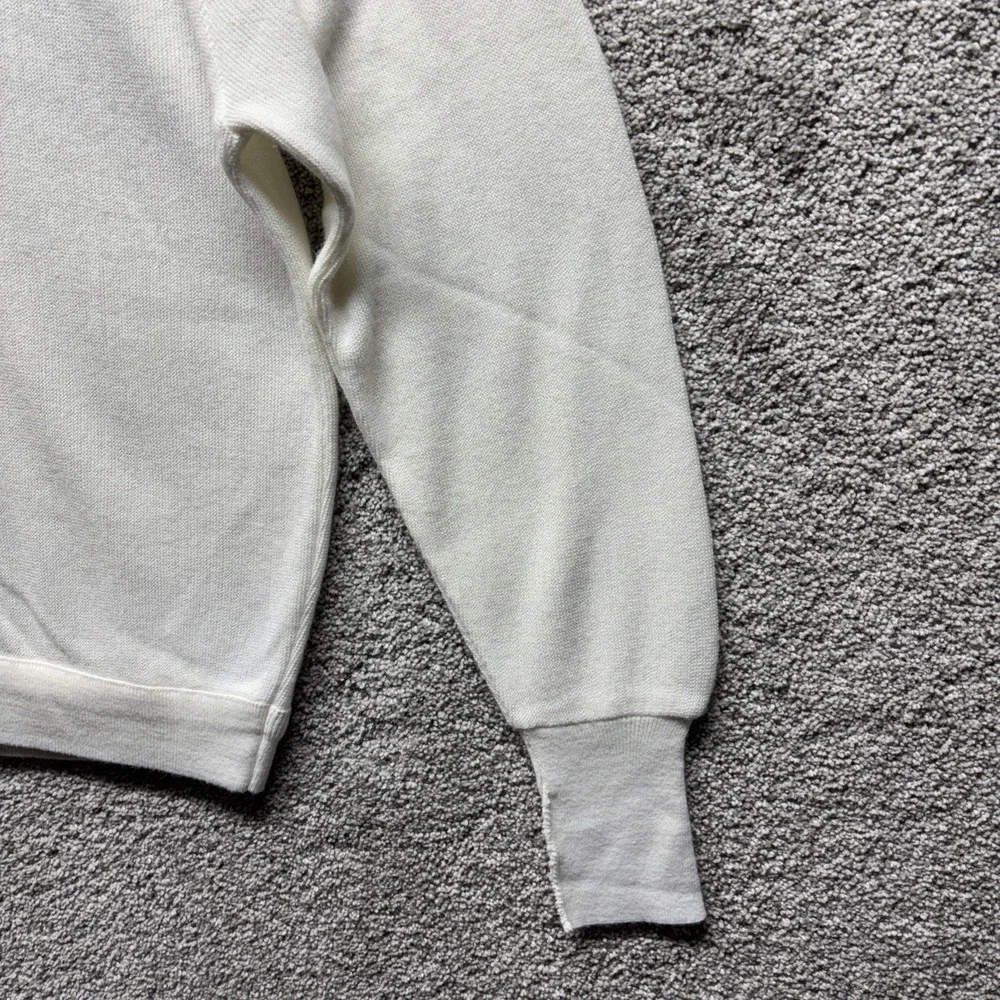 Vintage IZOD Lacoste Sweater Mens Large White Grandpa V Neck Orlon‎ Made USA 80s